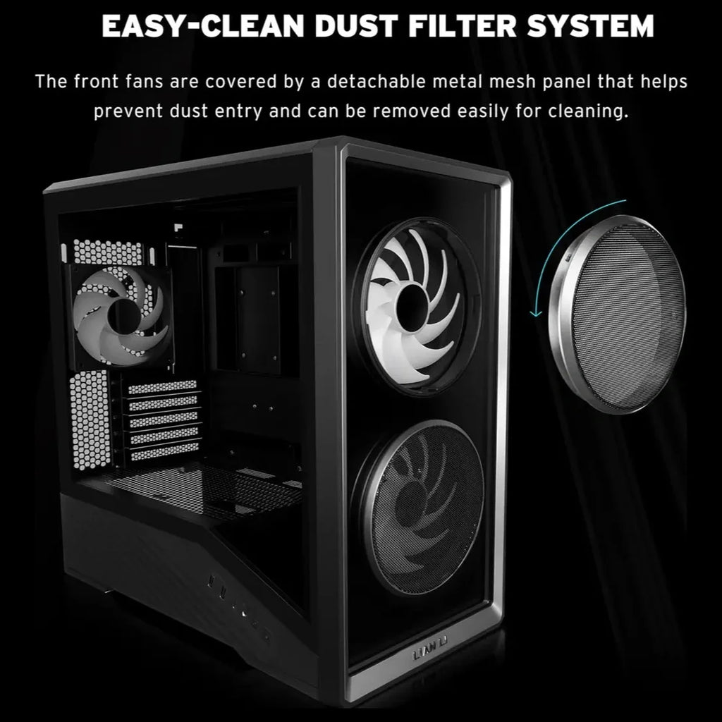 Lian Li Vector V150 INF Micro ATX PC Case, 3x ARGB PWM Fans 2x140mm and 1x120mm, Infinity Mirror Front Panel, Tempered Glass Front and Side, Supports Backconnect M-ATX and 360mm Radiator, Black, G99.V150INFX.00