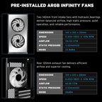 Lian Li Vector V150 INF Micro ATX PC Case, 3x ARGB PWM Fans 2x140mm and 1x120mm, Infinity Mirror Front Panel, Tempered Glass Front and Side, Supports Backconnect M-ATX and 360mm Radiator, Black, G99.V150INFX.00