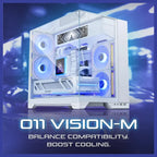 Lian Li O11 Vision-M mATX PC Case, High-Airflow, Triple Tempered Glass Panels, Supports Up To 410mm GPU and 360mm Radiator, Supports ATX PSU Up To 182mm, White, G99.O11VMW.00