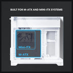 Lian Li O11 Vision-M mATX PC Case, High-Airflow, Triple Tempered Glass Panels, Supports Up To 410mm GPU and 360mm Radiator, Supports ATX PSU Up To 182mm, White, G99.O11VMW.00