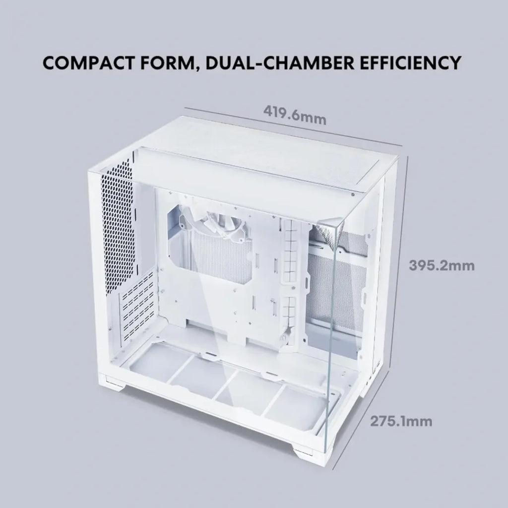 Lian Li O11 Vision-M mATX PC Case, High-Airflow, Triple Tempered Glass Panels, Supports Up To 410mm GPU and 360mm Radiator, Supports ATX PSU Up To 182mm, White, G99.O11VMW.00