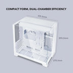 Lian Li O11 Vision-M mATX PC Case, High-Airflow, Triple Tempered Glass Panels, Supports Up To 410mm GPU and 360mm Radiator, Supports ATX PSU Up To 182mm, White, G99.O11VMW.00