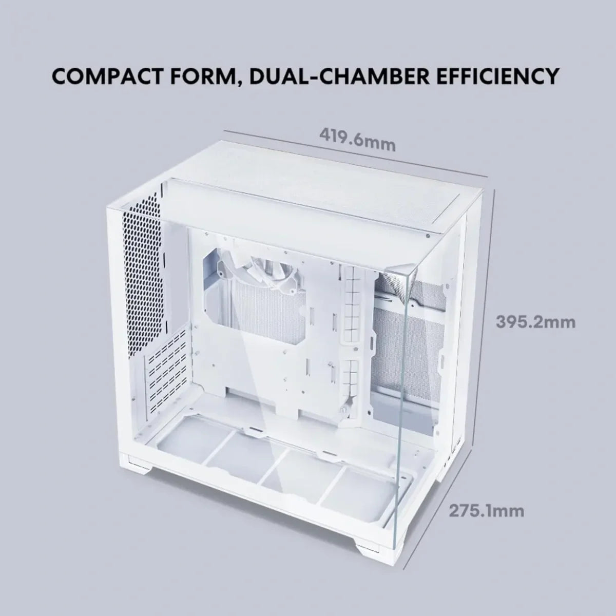 Lian Li O11 Vision-M mATX PC Case, High-Airflow, Triple Tempered Glass Panels, Supports Up To 410mm GPU and 360mm Radiator, Supports ATX PSU Up To 182mm, White, G99.O11VMW.00
