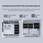 Lian Li O11 Vision-M mATX PC Case, High-Airflow, Triple Tempered Glass Panels, Supports Up To 410mm GPU and 360mm Radiator, Supports ATX PSU Up To 182mm, White, G99.O11VMW.00
