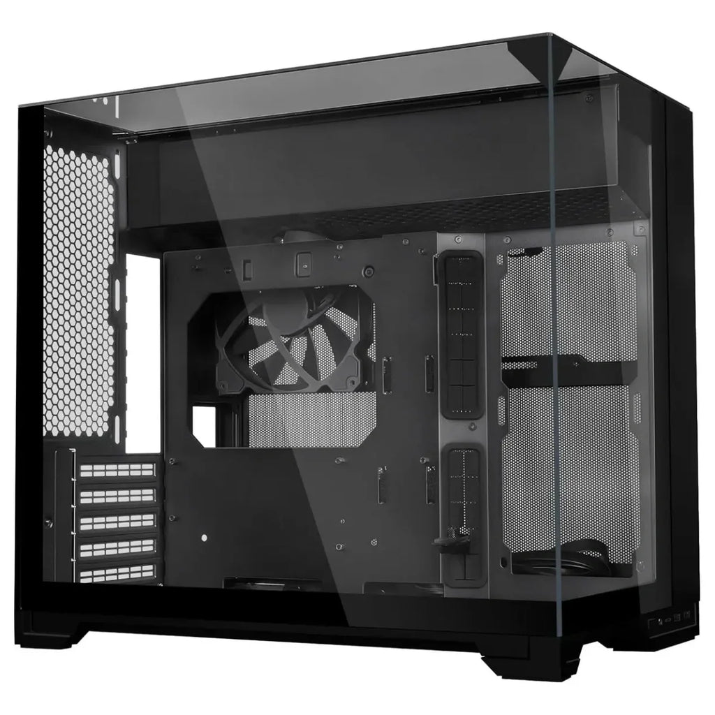 Lian Li O11 Vision-M mATX PC Case, High-Airflow, 410mm GPU Support, Second-Chamber AIO Design, Triple Tempered Glass Panels, Supports 360mm AIO and ATX PSUs, 1x 140mm Fan, Black, G99.O11VMX.00