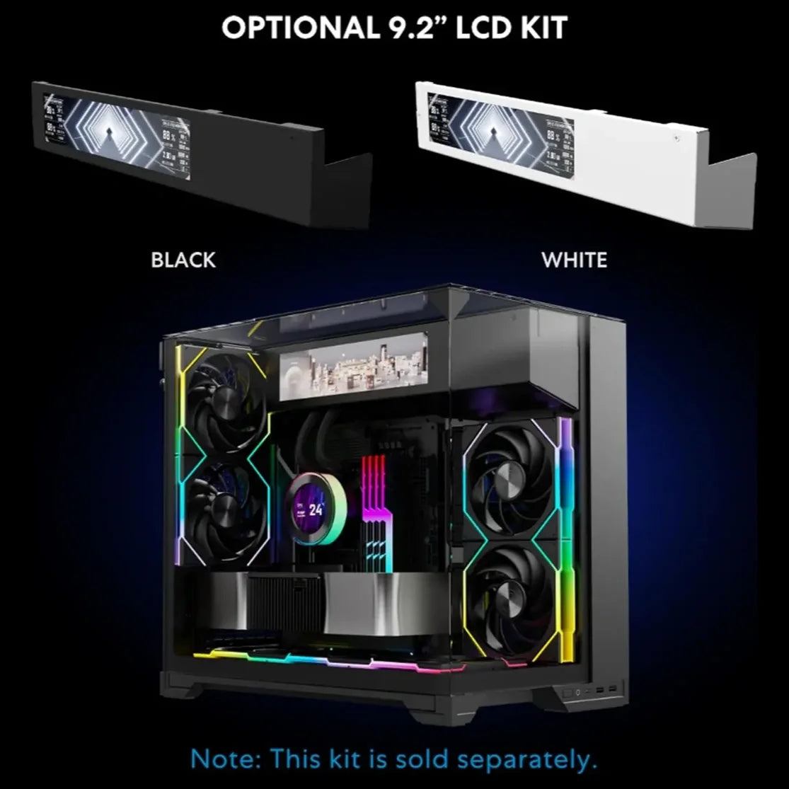 Lian Li O11 Vision-M mATX PC Case, High-Airflow, 410mm GPU Support, Second-Chamber AIO Design, Triple Tempered Glass Panels, Supports 360mm AIO and ATX PSUs, 1x 140mm Fan, Black, G99.O11VMX.00