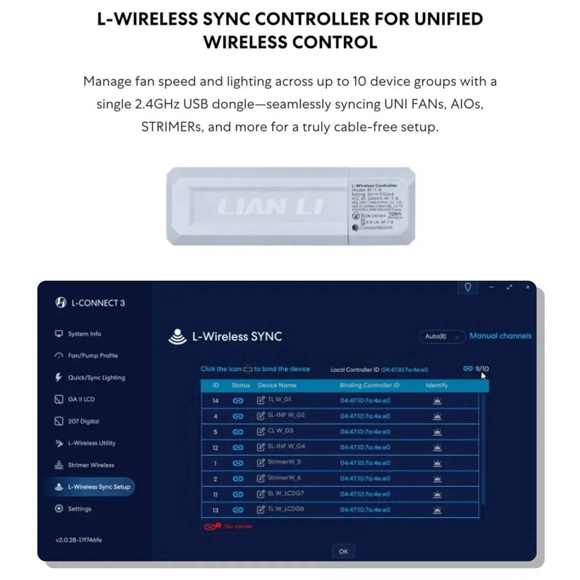 Lian Li UNI Fan CL120 ARGB 120mm PWM Fans Triple Pack Reverse Blade, 2.4GHz Wireless Signal, Daisy-Chain, Controller Included and Required, Black G99.12RCL1W3B.00