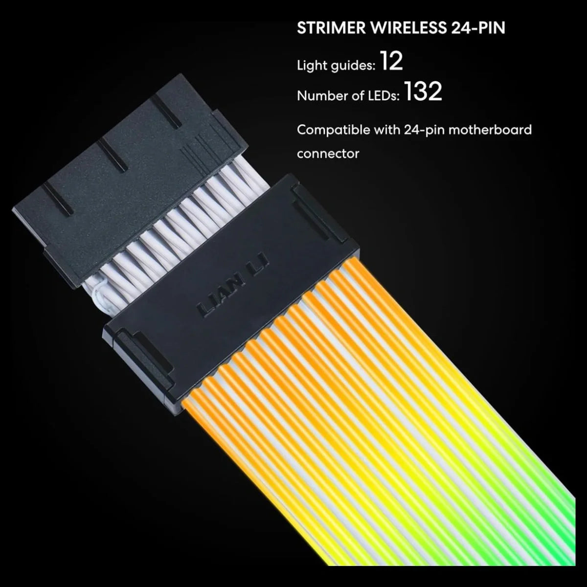 Lian Li Strimer Wireless 24 Pin with Controller, Addressable RGB Power Extension Cable, 2.4GHz Wireless Control, G89.PW24-1W-T.00