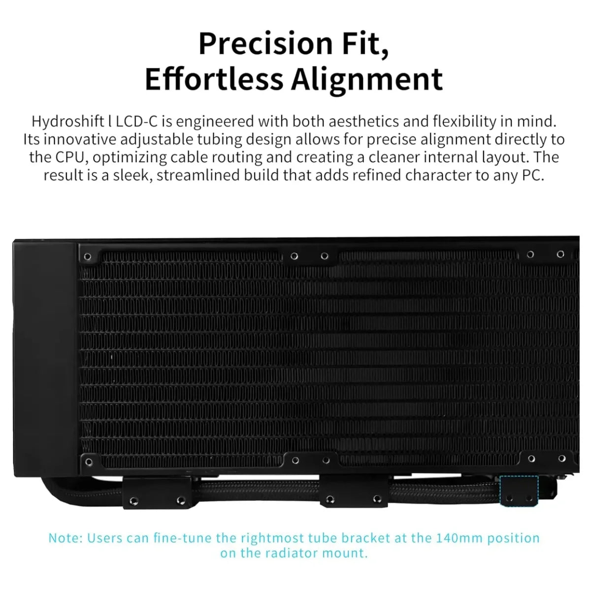 Lian Li Hydroshift II 360 LCD Liquid CPU Cooler, 2.1" IPS LCD 480x480, 3 Control Modes, Side-Mount Water Tubes, White, G89.GHS2LCD36W.00