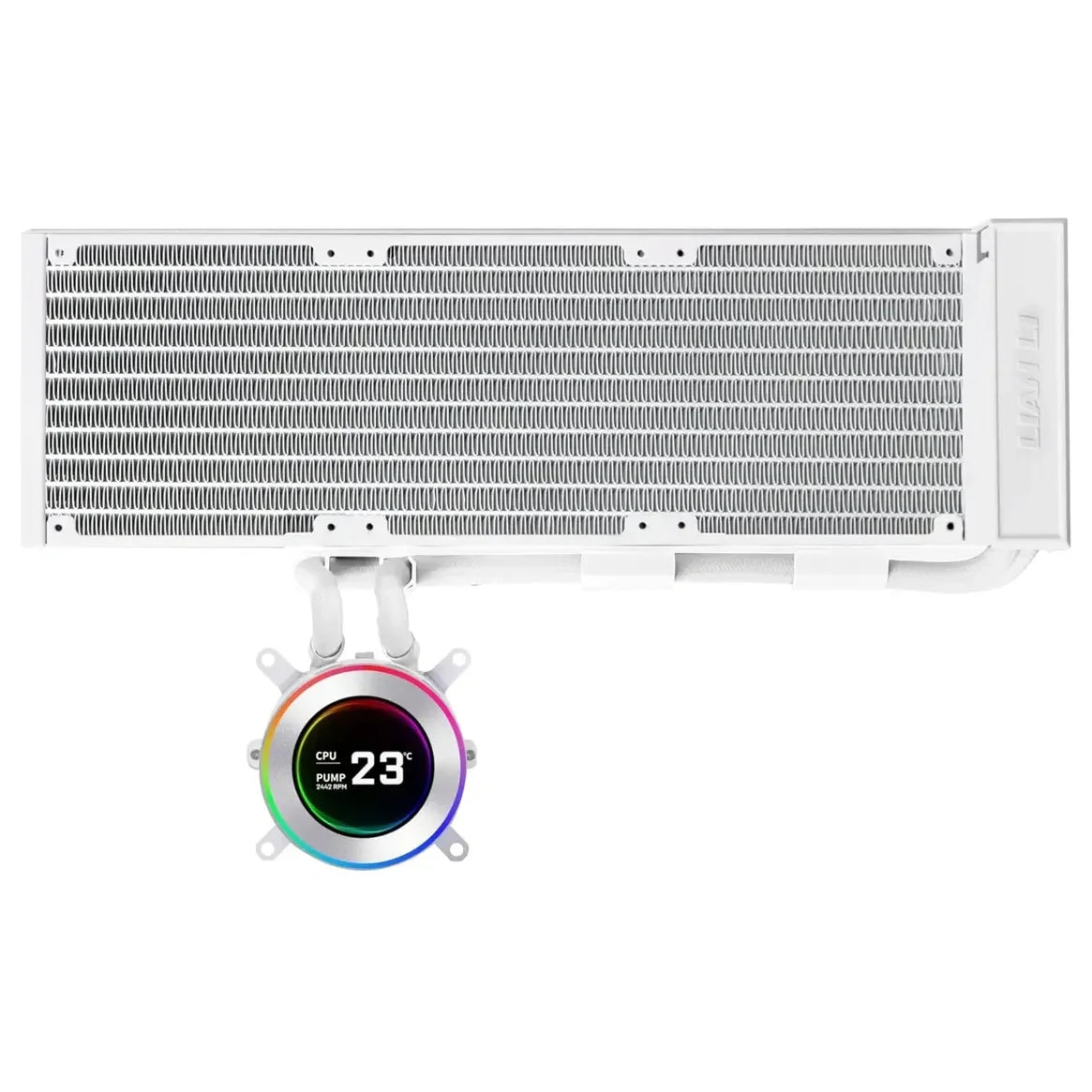 Lian Li Hydroshift II 360 LCD Liquid CPU Cooler, 2.1" IPS LCD 480x480, 3 Control Modes, Side-Mount Water Tubes, White, G89.GHS2LCD36W.00