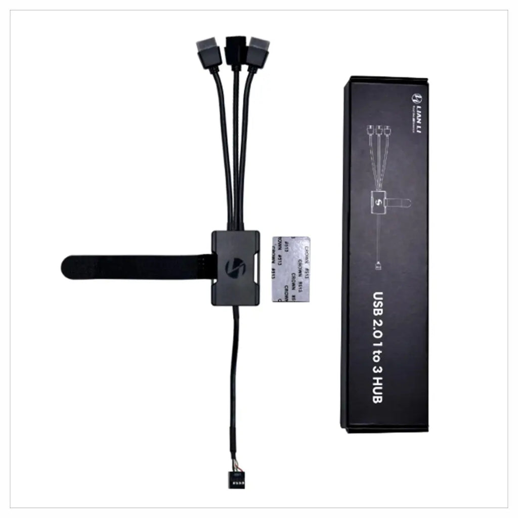 Lian Li USB 2.0 Hub, 1 to 3 Hub, USB 2.0 9-Pin 3 Port Extension, Supports UNI Fan Series Controller, G89.PW-U2HB.00