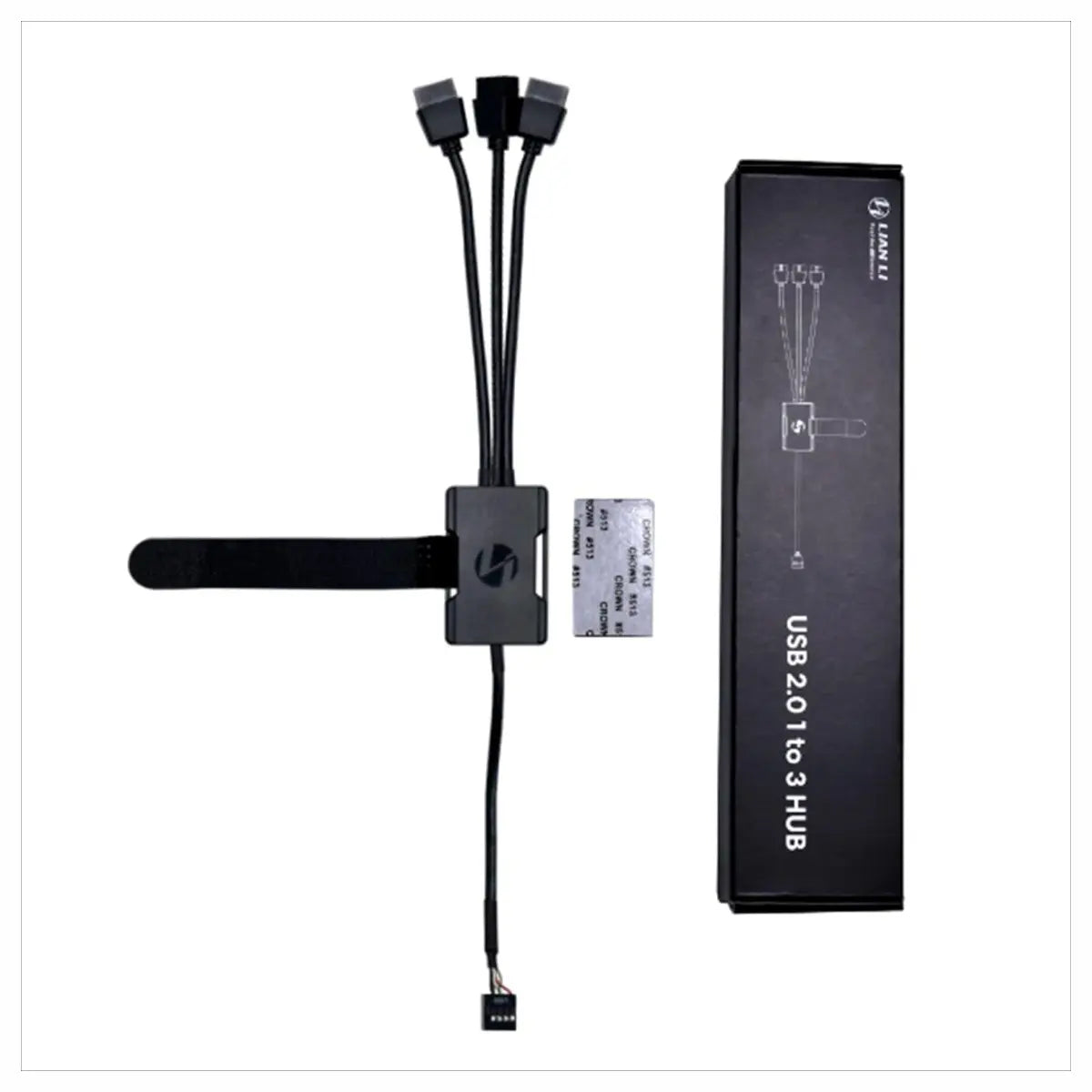 Lian Li USB 2.0 Hub, 1 to 3 Hub, USB 2.0 9-Pin 3 Port Extension, Supports UNI Fan Series Controller, G89.PW-U2HB.00