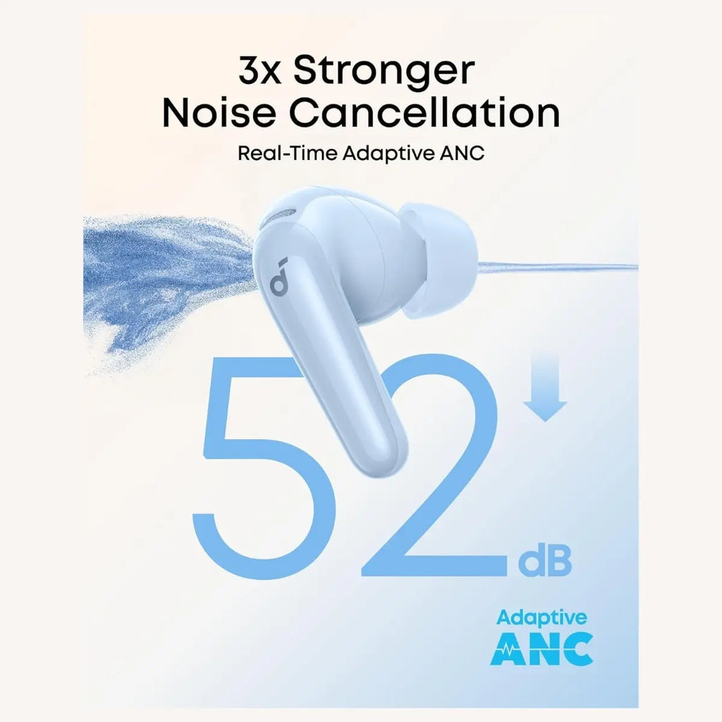 SoundCore R60i NC Wireless Bluetooth Earbuds, Real-Time Adaptive ANC Up To 52dB, Hi-Res Sound With LDAC, 6 AI-Enhanced Mics, 100+ AI Translation, 50H Playtime, Blue