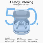 SoundCore R60i NC Wireless Bluetooth Earbuds, Real-Time Adaptive ANC Up To 52dB, Hi-Res Sound With LDAC, 6 AI-Enhanced Mics, 100+ AI Translation, 50H Playtime, Blue