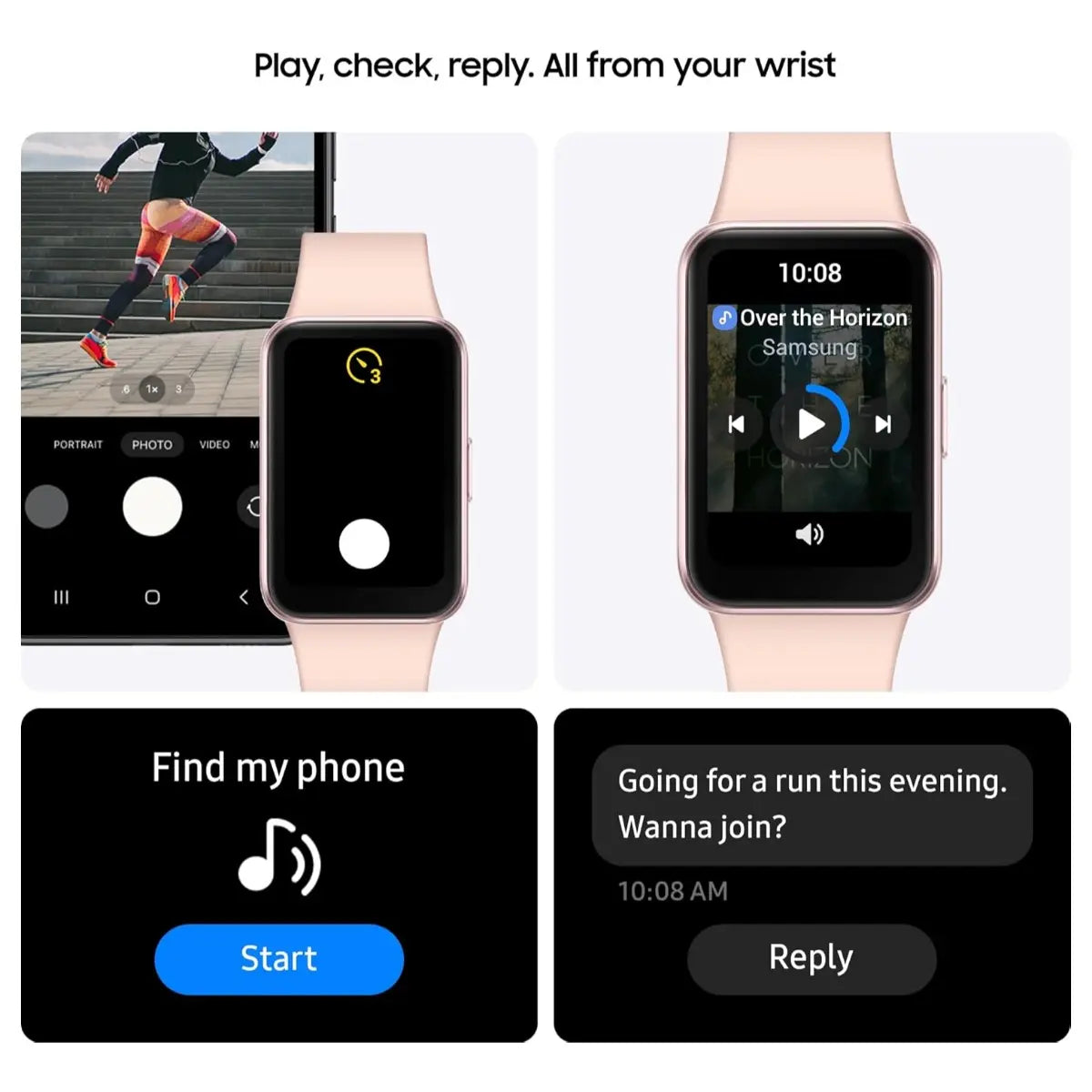 Samsung Galaxy Fit3 Smart Watch, 1.6" AMOLED Display, Up to 13 Days Battery, 100 Plus Workouts With Auto Detection, Pink