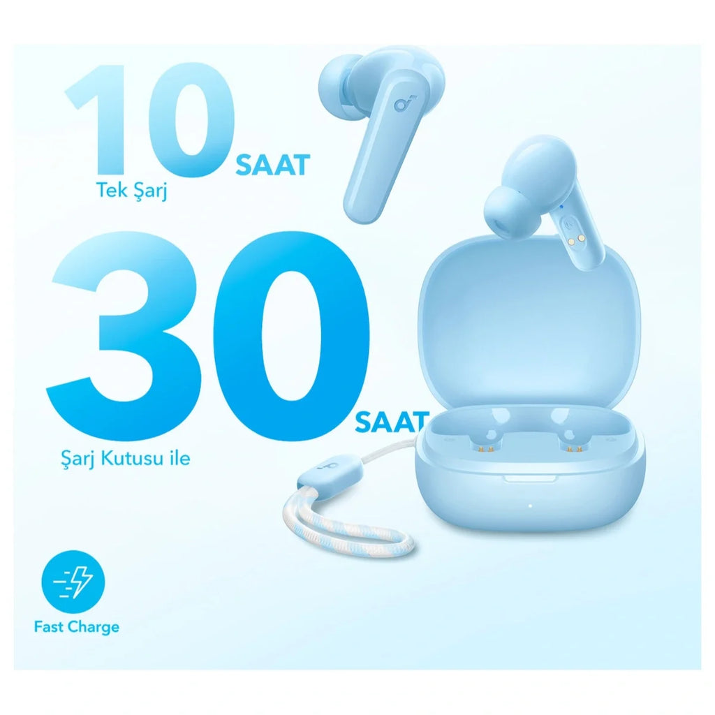 Anker SoundCore R50i True Wireless Earbuds, 10mm Drivers With Boosted Bass, 10hrs Per Charge 30hrs With Case, Soundcore App 22 EQ Presets Find My Earbuds, 2 Mics With AI-Enhanced Clear Calls, Blue