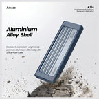Amaze A224 Dual Protocol SSD Enclosure, NVMe M.2 and NGFF SATA, Up to 10Gbps, Type-C Input, USB-A 3.0 and Type-C Output, Aluminum Alloy