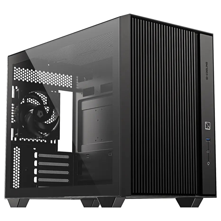 ID-Cooling Flow 500 Air Micro-ATX PC Case, High-Airflow Mesh Front, Tempered Glass Side Panel, 3x Pre-Installed PWM Fans, 360mm Radiator Support, Black