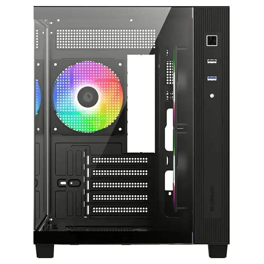 ID-Cooling View 500 ARGB Micro-ATX PC Case, Dual Tempered Glass Panoramic Window, 3x120mm ARGB PWM Fans, 360mm Radiator Support, Black