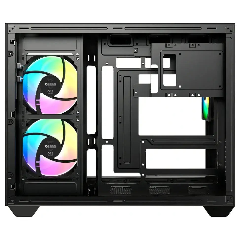 ID-Cooling View 500 ARGB Micro-ATX PC Case, Dual Tempered Glass Panoramic Window, 3x120mm ARGB PWM Fans, 360mm Radiator Support, Black