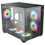 ID-Cooling View 500 ARGB Micro-ATX PC Case, Dual Tempered Glass Panoramic Window, 3x120mm ARGB PWM Fans, 360mm Radiator Support, Black