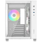 ID-Cooling View 500 ARGB Micro-ATX PC Case, Dual Tempered Glass 270-Degree Panoramic Window, 3x120mm ARGB PWM Fans, Up to 360mm Radiator Support, White