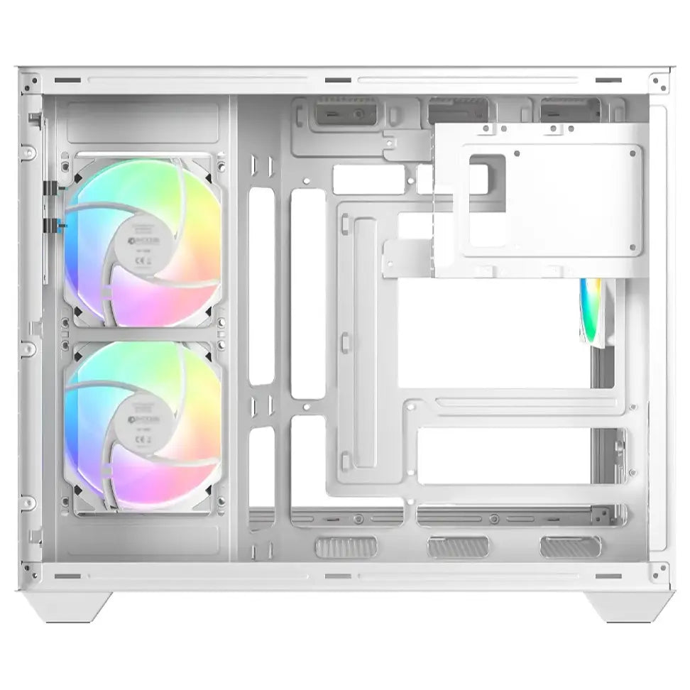 ID-Cooling View 500 ARGB Micro-ATX PC Case, Dual Tempered Glass 270-Degree Panoramic Window, 3x120mm ARGB PWM Fans, Up to 360mm Radiator Support, White