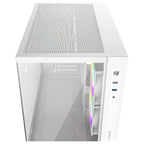 ID-Cooling View 500 ARGB Micro-ATX PC Case, Dual Tempered Glass 270-Degree Panoramic Window, 3x120mm ARGB PWM Fans, Up to 360mm Radiator Support, White