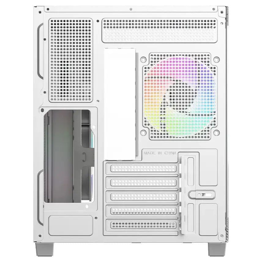 ID-Cooling View 500 ARGB Micro-ATX PC Case, Dual Tempered Glass 270-Degree Panoramic Window, 3x120mm ARGB PWM Fans, Up to 360mm Radiator Support, White