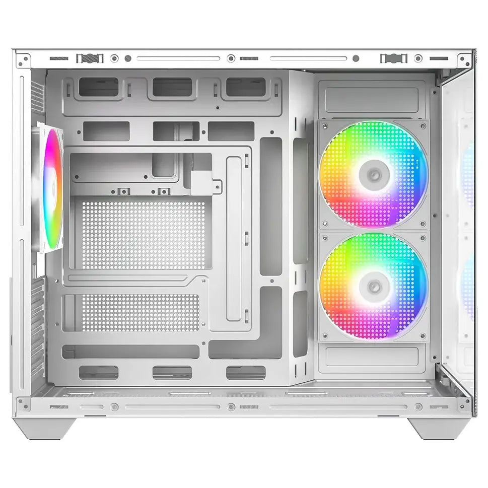 ID-Cooling View 500 ARGB Micro-ATX PC Case, Dual Tempered Glass 270-Degree Panoramic Window, 3x120mm ARGB PWM Fans, Up to 360mm Radiator Support, White
