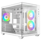 ID-Cooling View 500 ARGB Micro-ATX PC Case, Dual Tempered Glass 270-Degree Panoramic Window, 3x120mm ARGB PWM Fans, Up to 360mm Radiator Support, White
