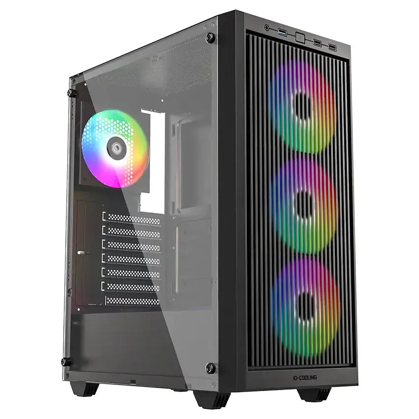 ID-Cooling Ware 310 ARGB ATX Mid-Tower PC Case, High-Airflow Mesh Front, Tempered Glass Side Panel, 4x 120mm ARGB Fans, 360mm Radiator Support, Black