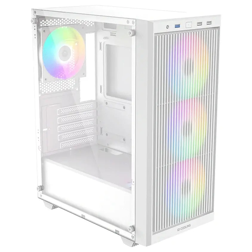 ID-Cooling Ware 310 ARGB White ATX Mid-Tower PC Case, High-Airflow Mesh Front, Tempered Glass Side Panel, 4x120mm ARGB Fans, Up to 360mm Radiator Support, USB Type-C, White