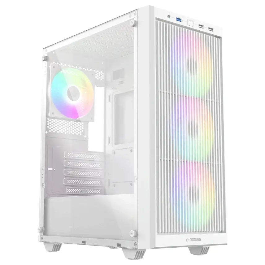ID-Cooling Ware 310 ARGB White ATX Mid-Tower PC Case, High-Airflow Mesh Front, Tempered Glass Side Panel, 4x120mm ARGB Fans, Up to 360mm Radiator Support, USB Type-C, White