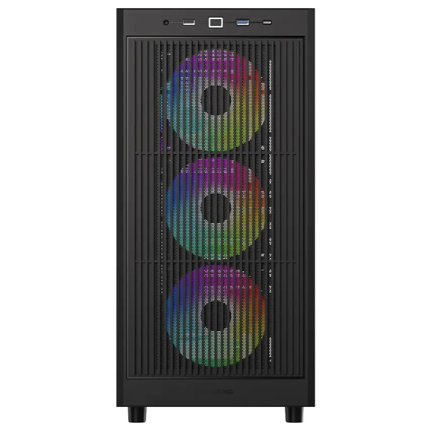ID-Cooling Ware 510 ARGB ATX Mid-Tower PC Case, Tempered Glass, High-Airflow Mesh Front, 4x120mm ARGB Fans, Up to 360mm Radiator Support, USB Type-C, Black