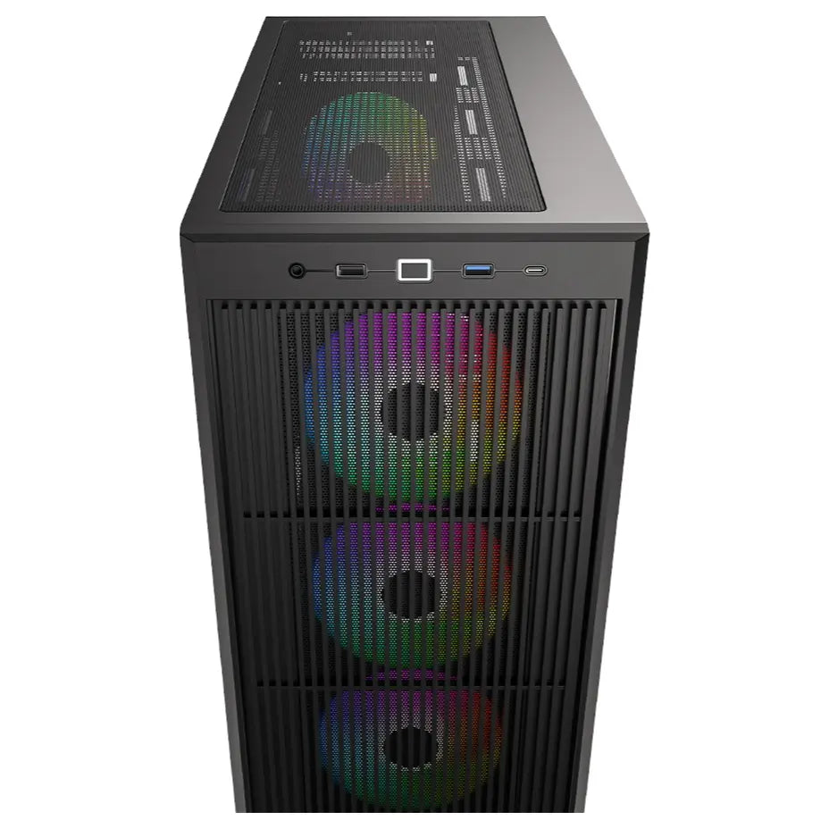 ID-Cooling Ware 510 ARGB ATX Mid-Tower PC Case, Tempered Glass, High-Airflow Mesh Front, 4x120mm ARGB Fans, Up to 360mm Radiator Support, USB Type-C, Black