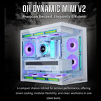LIAN LI O11D Dynamic Mini V2 FLOW Mid Tower Case, Panoramic View, High-Performance Airflow, 5x120mm Reverse Blade Fans, Tempered Glass Panels, O11DMIV2FW White