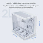 LIAN LI O11D Dynamic Mini V2 FLOW Mid Tower Case, Panoramic View, High-Performance Airflow, 5x120mm Reverse Blade Fans, Tempered Glass Panels, O11DMIV2FW White
