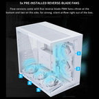 LIAN LI O11D Dynamic Mini V2 FLOW Mid Tower Case, Panoramic View, High-Performance Airflow, 5x120mm Reverse Blade Fans, Tempered Glass Panels, O11DMIV2FW White