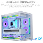 LIAN LI O11D Dynamic Mini V2 FLOW Mid Tower Case, Panoramic View, High-Performance Airflow, 5x120mm Reverse Blade Fans, Tempered Glass Panels, O11DMIV2FW White