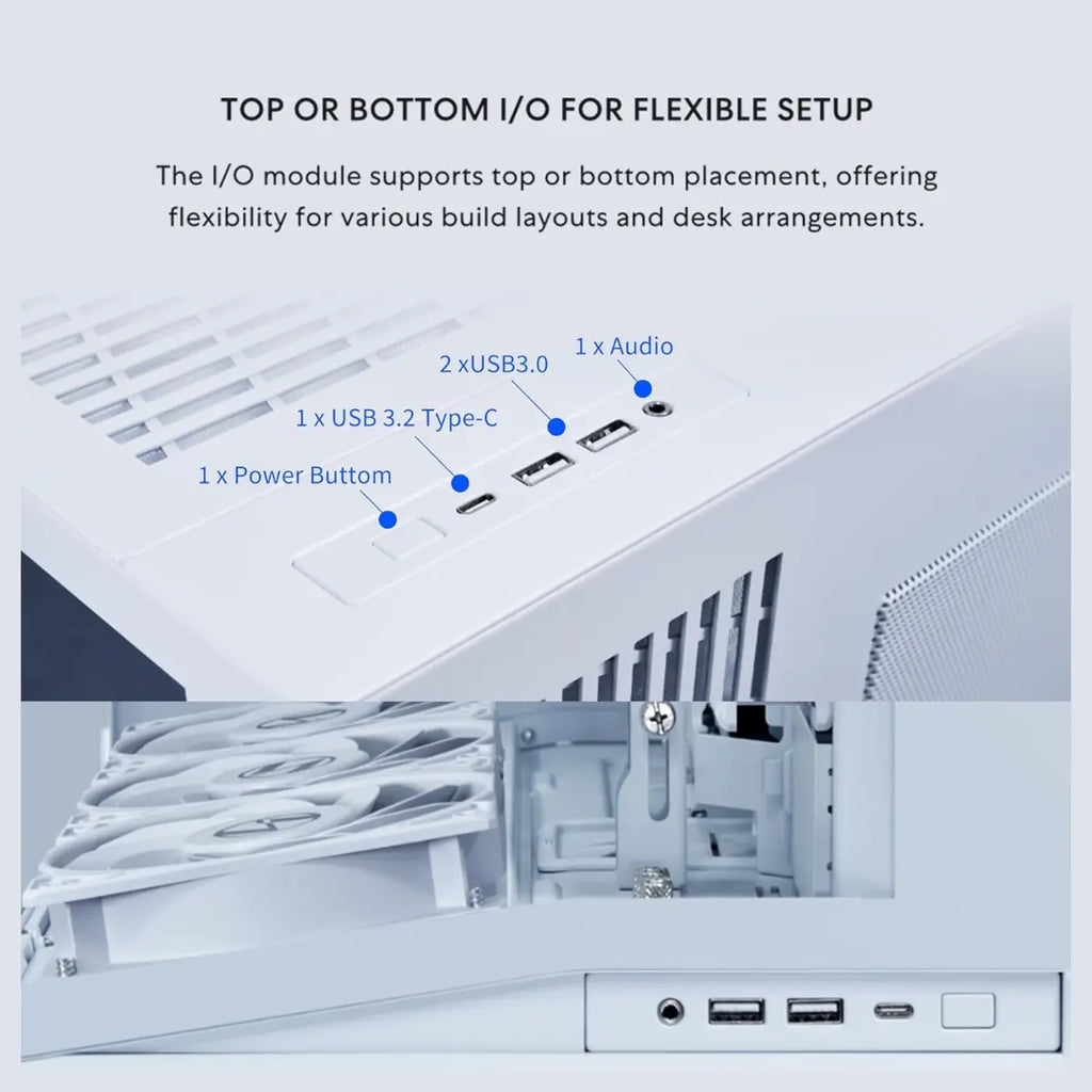 LIAN LI O11D Dynamic Mini V2 FLOW Mid Tower Case, Panoramic View, High-Performance Airflow, 5x120mm Reverse Blade Fans, Tempered Glass Panels, O11DMIV2FW White