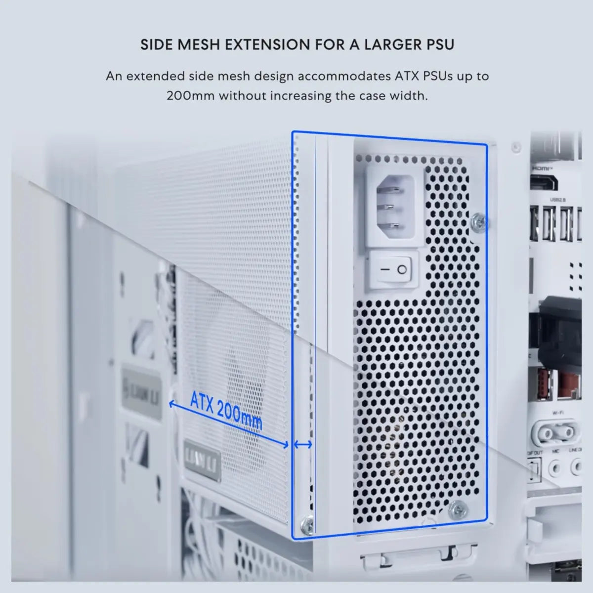 LIAN LI O11D Dynamic Mini V2 FLOW Mid Tower Case, Panoramic View, High-Performance Airflow, 5x120mm Reverse Blade Fans, Tempered Glass Panels, O11DMIV2FW White