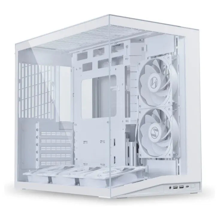 LIAN LI O11D Dynamic Mini V2 FLOW Mid Tower Case, Panoramic View, High-Performance Airflow, 5x120mm Reverse Blade Fans, Tempered Glass Panels, O11DMIV2FW White