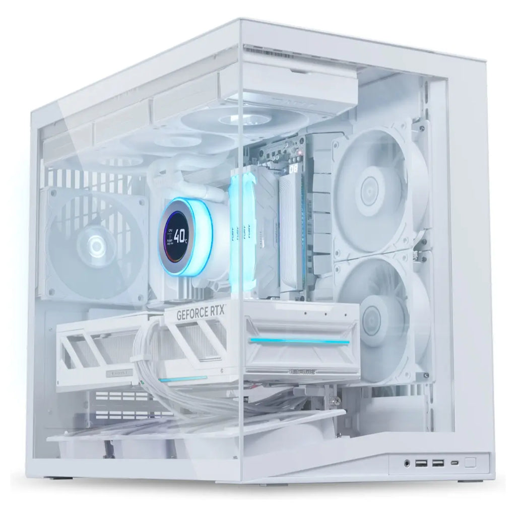 LIAN LI O11D Dynamic Mini V2 FLOW Mid Tower Case, Panoramic View, High-Performance Airflow, 5x120mm Reverse Blade Fans, Tempered Glass Panels, O11DMIV2FW White