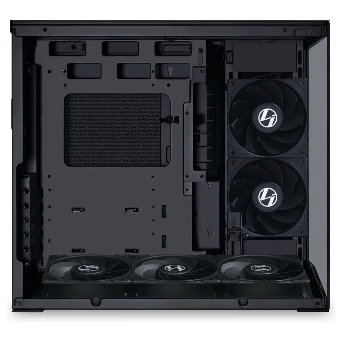 LIAN LI O11 Dynamic Mini V2 Flow, ATX Micro-ATX Mini-ITX Support, Pillar-Less Tempered Glass, 5x Reverse Blade 120mm Fans, USB-C 3.2 Gen 1 and 2x USB-A 3.0, Black O11DMIV2FX
