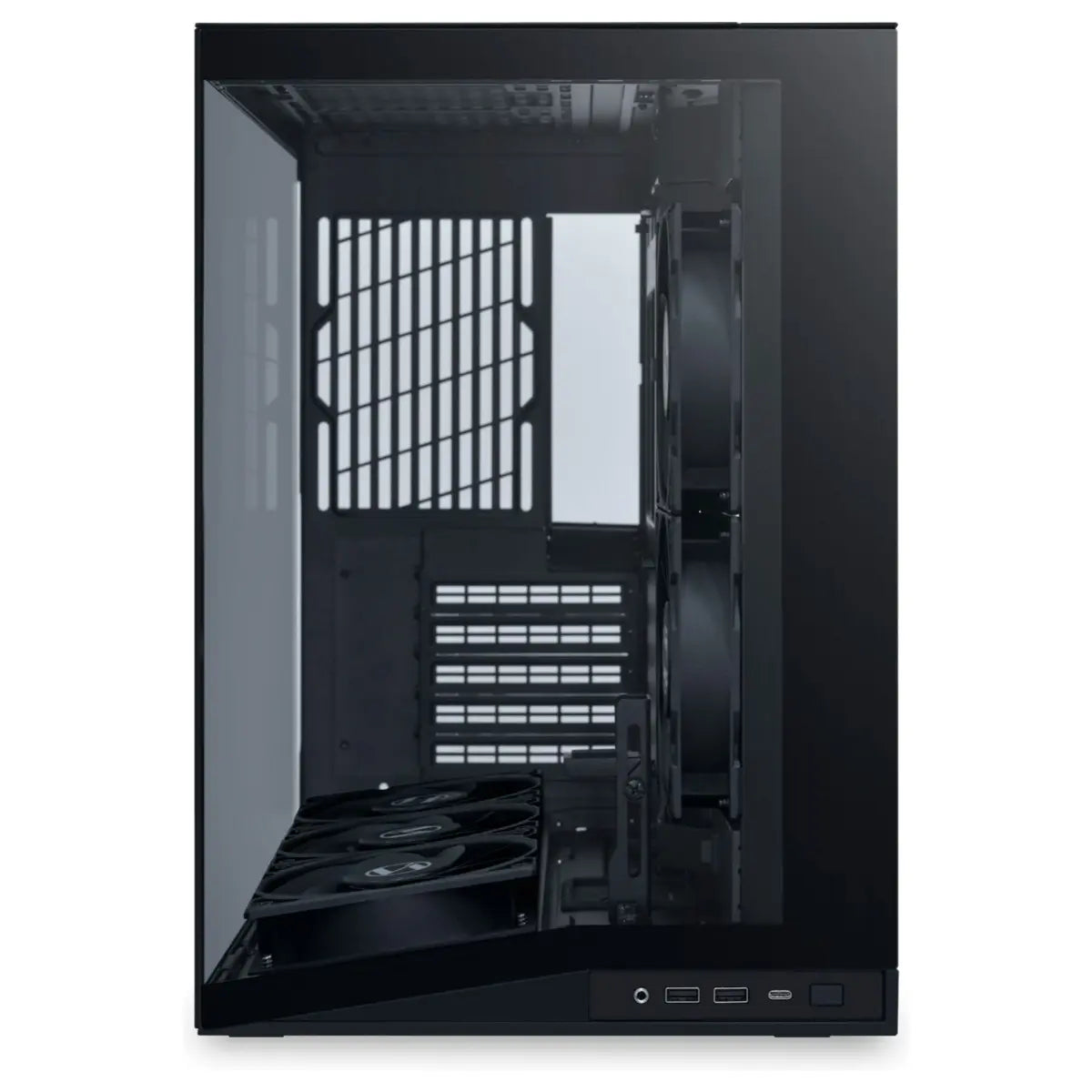 LIAN LI O11 Dynamic Mini V2 Flow, ATX Micro-ATX Mini-ITX Support, Pillar-Less Tempered Glass, 5x Reverse Blade 120mm Fans, USB-C 3.2 Gen 1 and 2x USB-A 3.0, Black O11DMIV2FX