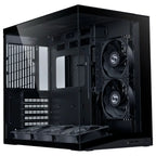 LIAN LI O11 Dynamic Mini V2 Flow, ATX Micro-ATX Mini-ITX Support, Pillar-Less Tempered Glass, 5x Reverse Blade 120mm Fans, USB-C 3.2 Gen 1 and 2x USB-A 3.0, Black O11DMIV2FX