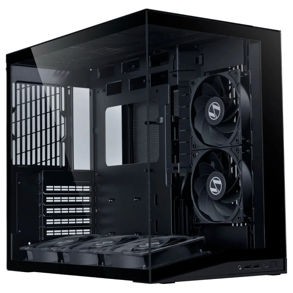 LIAN LI O11 Dynamic Mini V2 Flow, ATX Micro-ATX Mini-ITX Support, Pillar-Less Tempered Glass, 5x Reverse Blade 120mm Fans, USB-C 3.2 Gen 1 and 2x USB-A 3.0, Black O11DMIV2FX