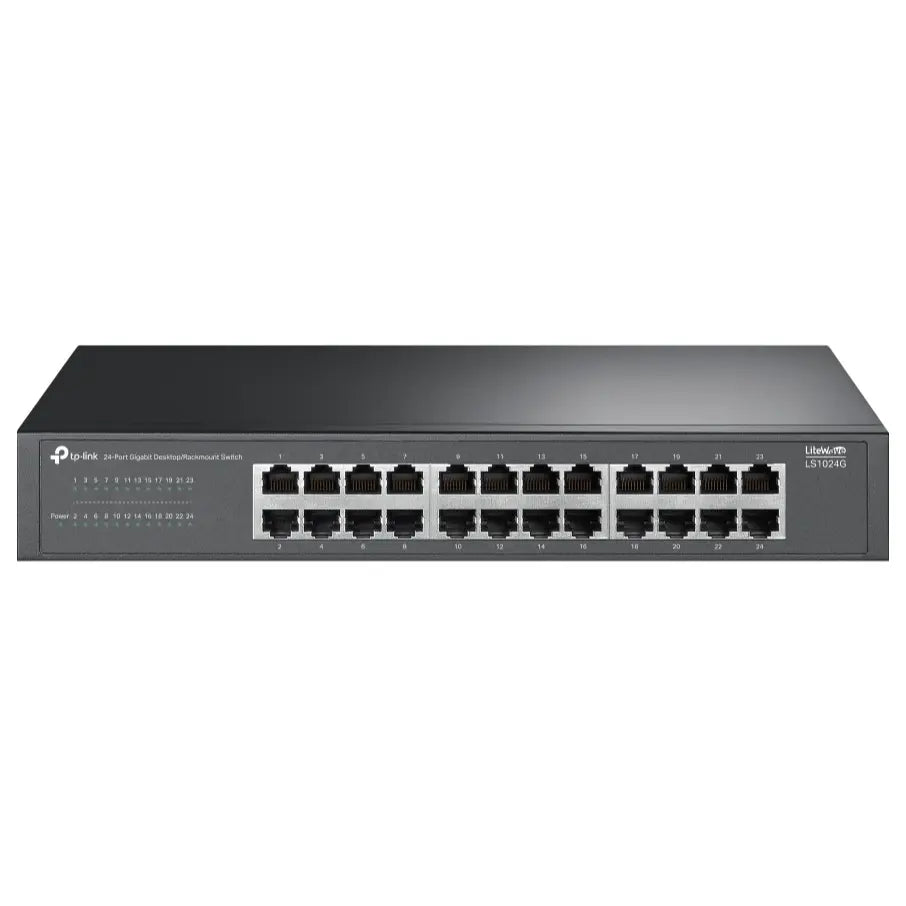 TP-Link LS1024G 24-Port Gigabit Desktop and Rackmount Switch, 24x 10/100/1000Mbps Ports, QoS, Plug and Play, Fanless Design