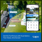 TP-Link Tapo C246D Indoor and Outdoor Dual Lens Pan and Tilt Security Camera, 2K 3MP Dual Lens, 125 Degree FOV Wide-Angle and 6mm Telephoto, IP65 Weatherproof, Smart Night Vision, 2-Way Audio